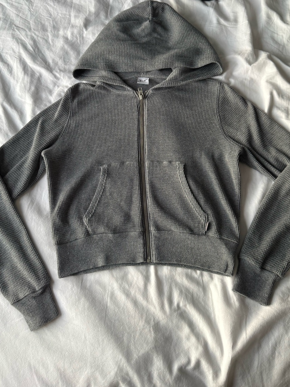 TNA Dark Grey Waffle Hoodie with Zipper
